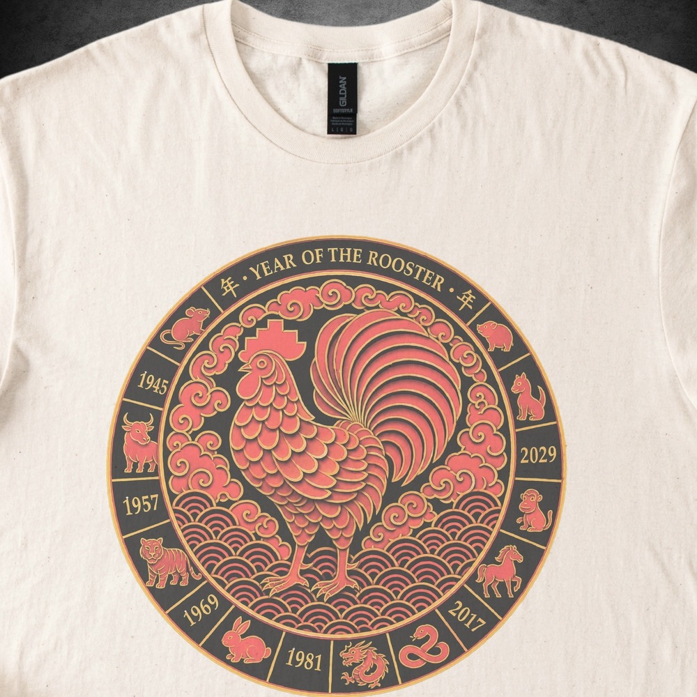 Year of the Rooster Zodiac Badge Rooster Shirt